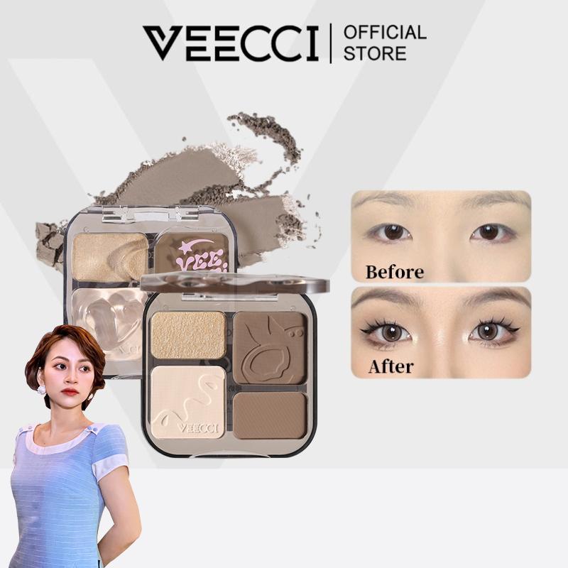 【MAI TRỊNH VEECCI Bảng Phấn Tạo Khối Bắt Sáng 4 màu Tự Nhiên Lâu Trôi Chống Nước 9g