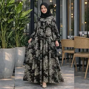 MEEDA MIDI DRESS By ZIYA - Gamis Rayon Premium Diamond Muslim Wanita Kancing Motif Nyaman