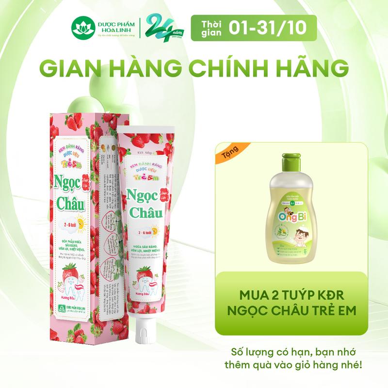 Kem đánh răng dược liệu Ngọc Châu trẻ em hương dâu (2 - 6 tuổi)