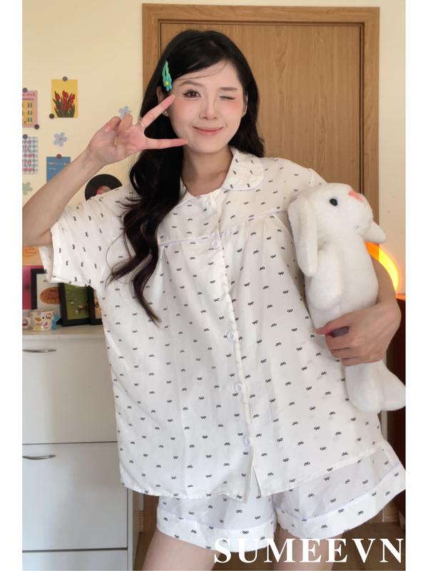  Bộ đồ ngủ nữ ngắn tay quần short form rộng vải cotton mặc nhà SUMEEVN Size từ M - 3XL họa tiết dễ thương mặc hè thoáng mát 