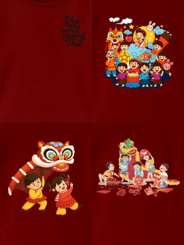   BST1-Trung Thu  Áo Phông Trẻ Em Mùa Trung Thu Cộc Tay Chất Cotton Mềm Mịn | Hình In Cực Xinh Form Rộng Thoải Mái | Bé 2 -10 Tuổi 