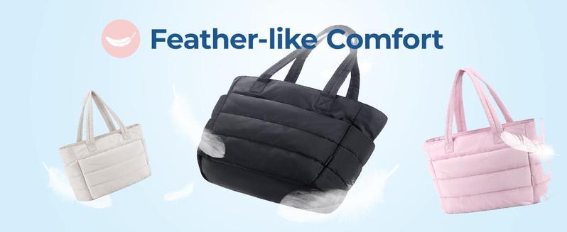 Product Introduction of Bagsmart Puffy Tote Bag Set, Puffy Tote Bag & Portable Inner Bag, Lightweight, Soft, Quilted Waterproof Shoulder Bag For Travel, Work, Beach, Gym, Shopping Totebag 5