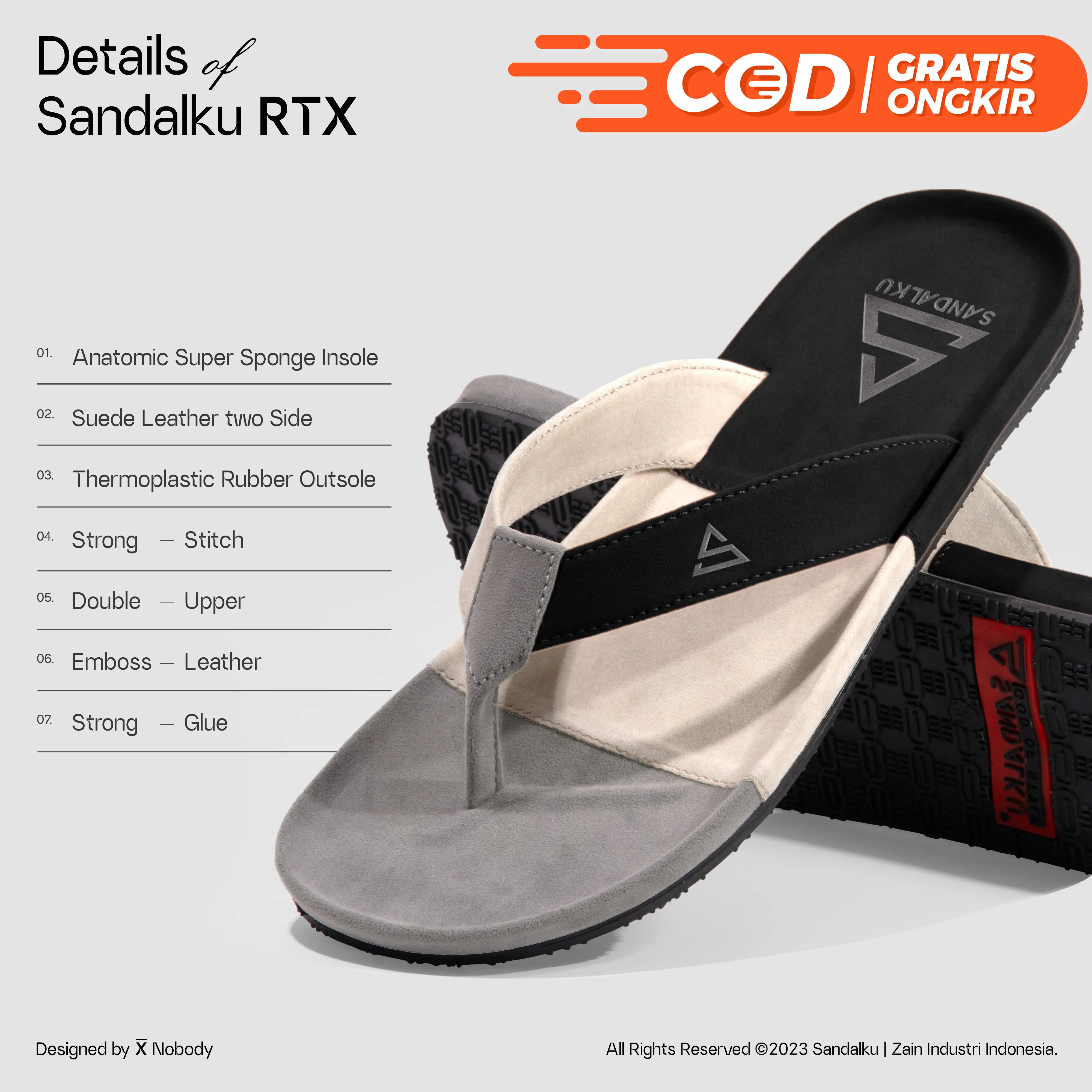 Sandalku - Sandal Pria Flipper RTX Black