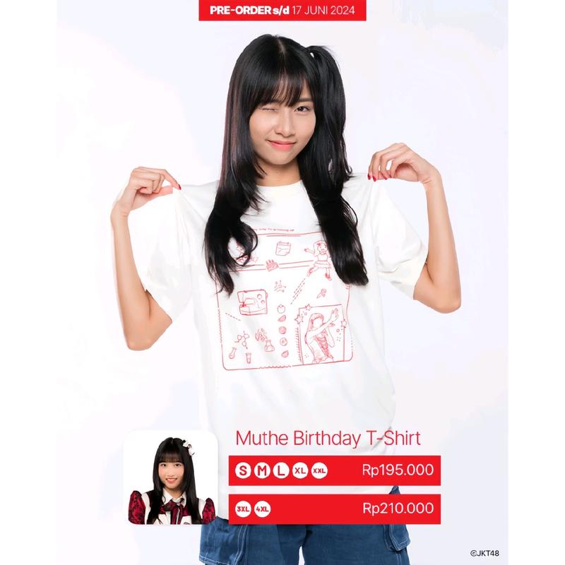 Kaos JKT48 Birthday T-Shirt Mutiara Azzahra (Muthe) 2024 - Putih 0