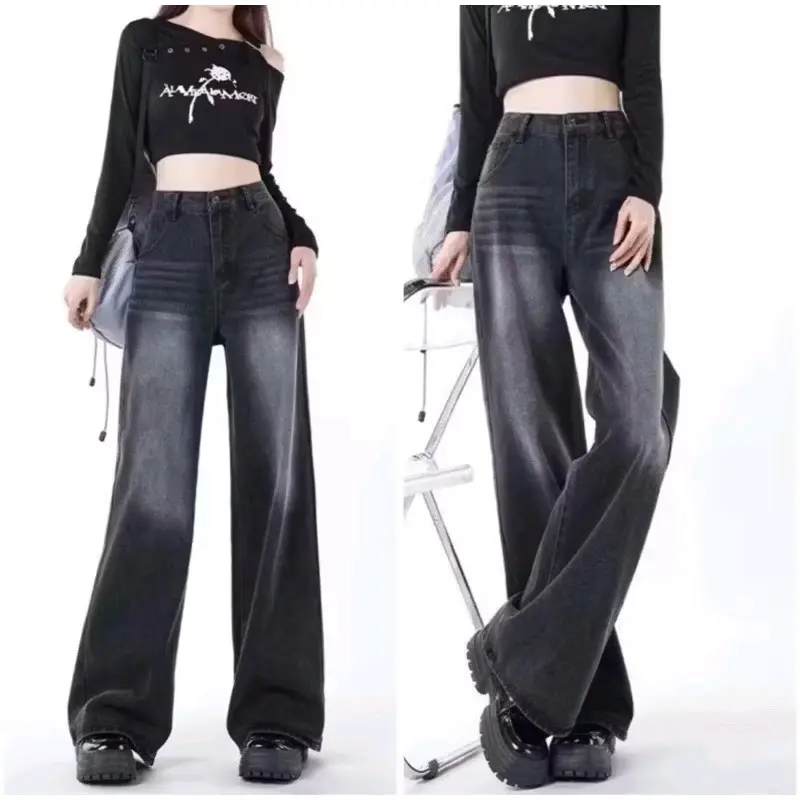 Celana Panjang Highwaist Loose Retro Skena kekinian | Highwaist Baggy Jeans Wanita Korean Style