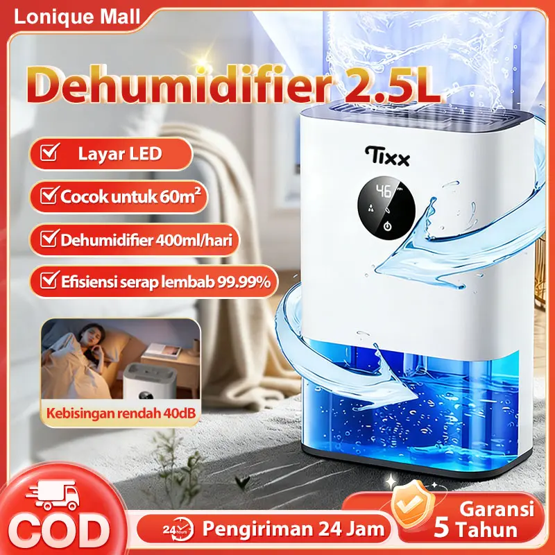 TIXX Dehumidifier Kamar 2.5L Dehumidifier Serap Lembab Dan Jamur Ruangan Dengan Penunjuk Kelembapan​