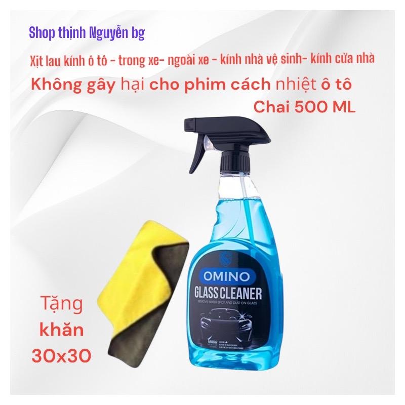  Xịt rửa kính đa năng OMINO-tẩy kính ô tô- kính nhà vệ sinh   chai 500 ML tặng kèm 1 khăn lau 30x30  - không gây hại cho phim cách nhiệt ô tô - dưỡng sáng kính 