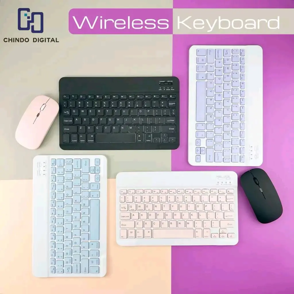 10 inch Wireless Bluetooth Keyboard Lightweight Portable Keyboard Nirakabel Colorful Computer Mouse