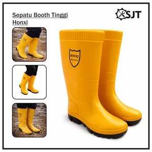 SJT - Sepatu Boot KUNING Tinggi Honxi / Safety Boots Karet Lentur Ringan Anti Air & Slip Perkebunan