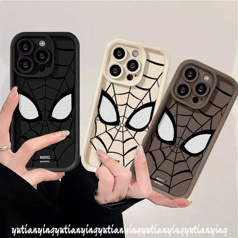 Kartun Cool Spider-Man Eyes untuk Oppo A38, A77, A95, A9, A7, A12, A15S, A54s, A16E, A17, A53, A1k, A31, A92, A16K, A74, A77s, A96, A17k, A55, A76, A3s, A16, A5s, A16s, A52, jenama fesyen, Marvel, Pasangan, Sarung