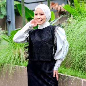 Mybamus Vivy Vintage Vest Rompi Wanita Outer Brukat Wanita Vest Korean Style Rekomendasi Outfit Lucu Wanita
