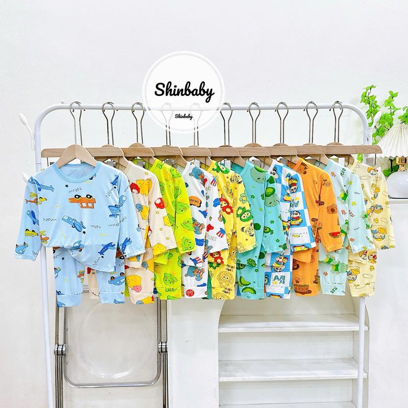 Set 4 Bộ Quần Áo Dài Tay Thun Lạnh Mềm Mát Nhiều Hình In Dễ Thương Cho Bé Mặc Ngủ, Nằm Điều Hoà, Chống Muỗi bộ minky mom dothun lanh