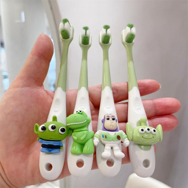 Bàn Chải Đánh Răng Trẻ Em, Thiết Kế Hoạt Hình Buzz Lightyear Dễ Thương, Tóc Mềm, Thích Hợp Cho Bé 3-6-12 Tuổi, Đầu Nhỏ Siêu Mịn, Bảo Vệ Răng, sản phẩm đơn ống đầu sóng đen