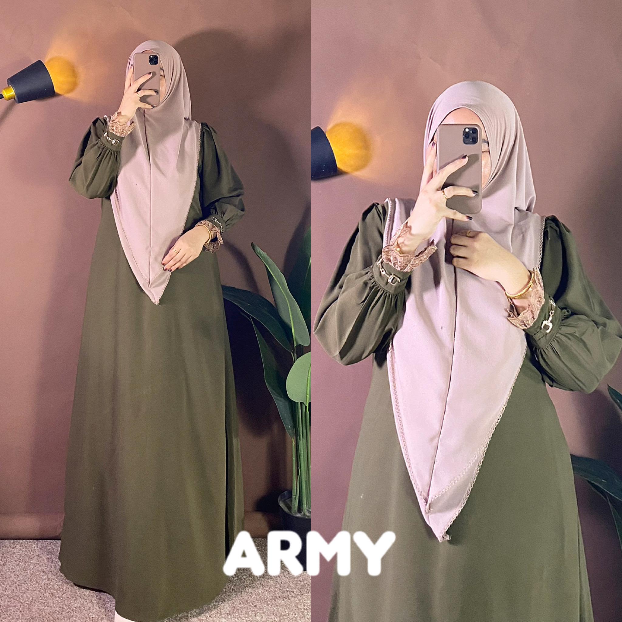 One set Maryam. one set bahan sabrina anti uv. gamis renda. gamis set kerudung. gamis model terbaru. gamis syar'i set hijab. gamis kekinian