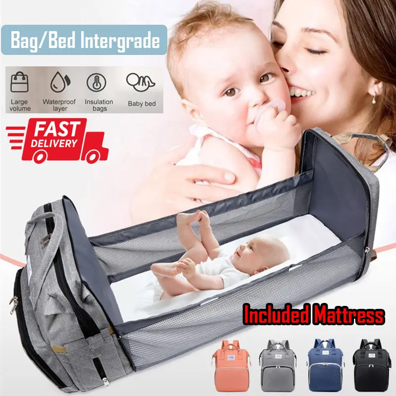 [Ready Stock] Baby Travel Bag Included Mattress Foldable Portable Bassinet Diaper Baby Cot Multifunction