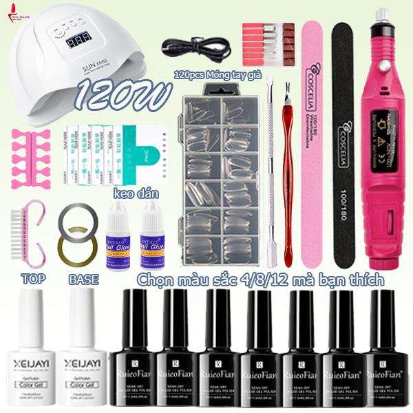 Nail salon Set combo nail  cơ bản máy mài  móng  máy sấy móng  móng giả PVC 4/8/12 sơn móng tay dạng gel  màu để lựa chọn Làm Nail