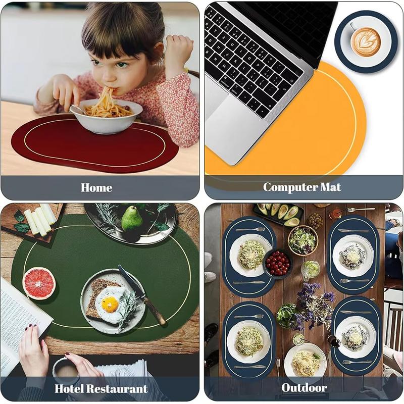 BB Placemat 2 Sisi Tatakan Meja Alas Piring Oval Kulit Leather 2 tone warna Anti Panas 7