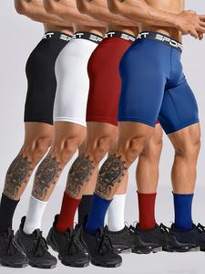 Paquete de 4 Shorts deportivos para hombre, de secado rápido, absorción de humedad, transpirables para gimnasio, fitness, trote y uso diario. Conjunto de Shorts de alto rendimiento en negro, blanco, rojo y azul.