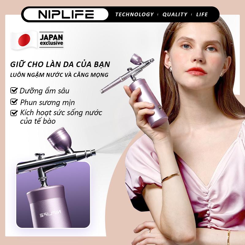 Bình Xịt Tinh Chất NIPLIFE, Nhật Bản, Dụng Cụ Dưỡng Ẩm, Công Nghệ Tiêm Oxy, Cấp Ẩm Sâu, Bình Xịt Điện, Có Thể Tái Chế, Hai Phụ Kiện Hộp Đựng 0