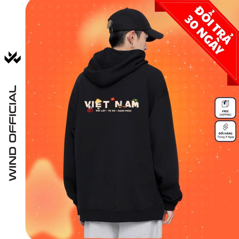  Áo hoodie unisex form rộng WIND Clothing Trà Đá 2.9 Unisex thời trang nam nữ oversize ulzzang Menswear Có Túi Dài Tay 