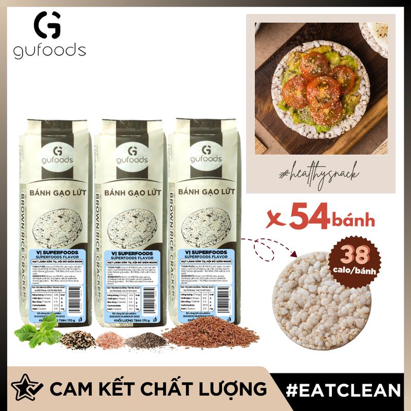  Bánh gạo lứt GUfoods  510g  - Không chiên dầu Không đường Từ gạo và ngũ cốc nguyên hạt Lành mạnh Phù hợp Eat clean Ăn vặt healthy Thực dưỡng Tập gym Thuần chay Đa dạng hương vị - Bánh Tết - Quà Tết 