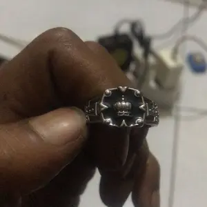 【perenolr】Cincin Terbuka Mahkota Perak Thailand Retro Cincin Hip Hop Gelap Cincin Wanita Mode Salib Jari Telunjuk Hadiah Ring