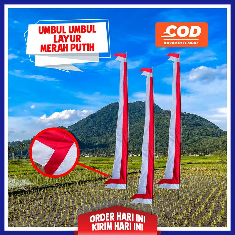 BENDERA UMBUL UMBUL LAYUR MERAH PUTIH 4M Bahan Peles Kahatex - Shop ...