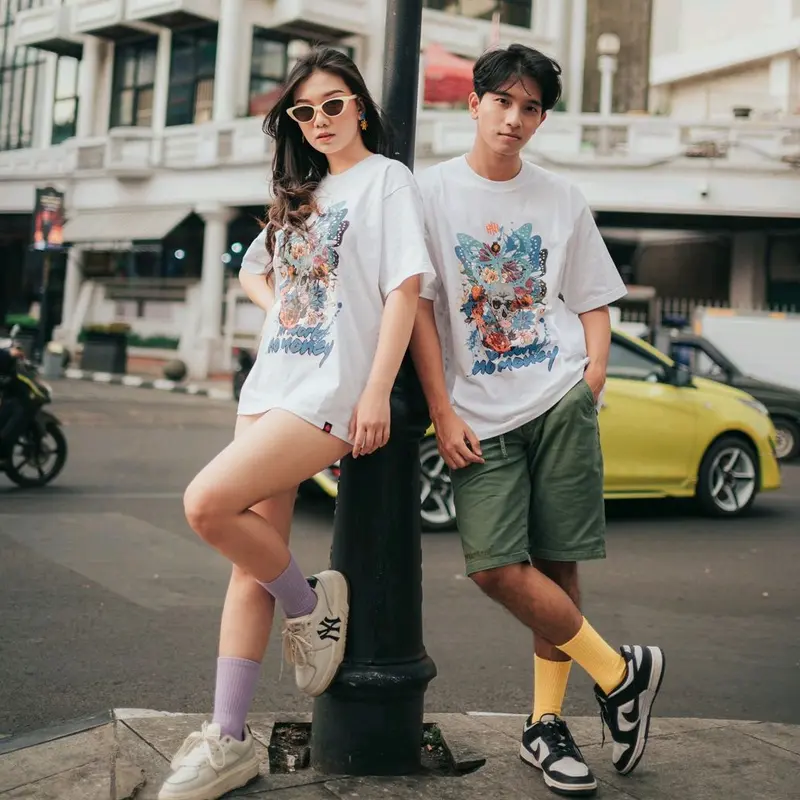 Oversize T-shirt Unisex Blue Butterfly by INH Art Work Apparel  Baju Wanita  Pria Kaos Katun  Combed Pendek Motif Distro Casual  Oblong 2