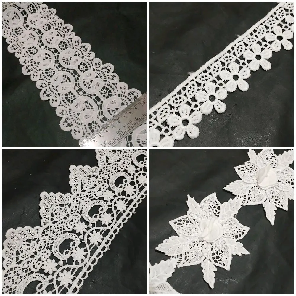 Renda Rajut Bordir Warna BW Lebar  - Harga Per yard