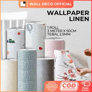 Wallpaper Linen Stiker Dinding 3D Polos 50CM x 280CM XPE Foam Kualitas Premium Tahan Air Mudah Pasang & Bersihkan Dekorasi Kamar Pria Ruang Tamu Aesthetic - WD