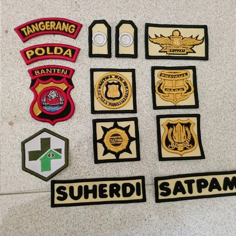 Fullset Bordir timbul logo atribut satpam dasar cream bisa pesan nama 2