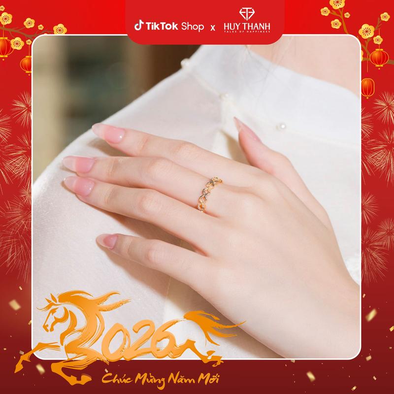  HuyThanhJewelry NLF507 Nhẫn nữ Lộc Phát Lộc Vàng 10k Họa Tiết Kim Tiền Mix Màu 