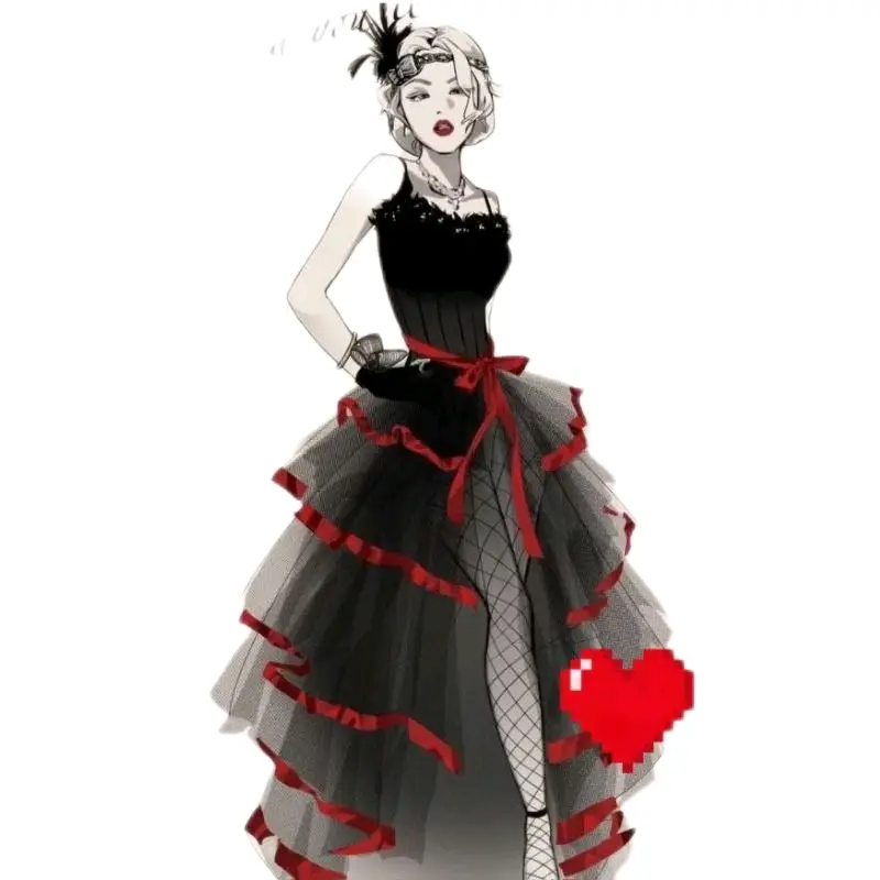ruffle tutu tail, rok dansa, rok salsa, rok pesta Cewek Panjang