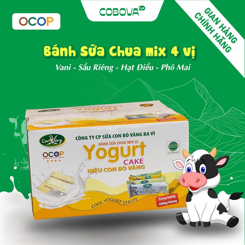 [1KG]  Bánh Sữa Chua Thơm Ngon  Mix 4 Vị Vani, hạt điều, phô mai, sầu riêng - Đặc Sản Ba Vì thương hiệu COBOVA