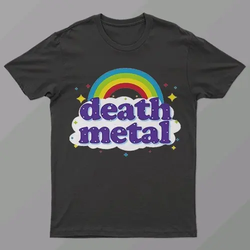 KAOS DEATH METAL RAINBOW - KAOS DEATH METAL FUNNY - KAOS DEATH METAL Panjang Sablon
