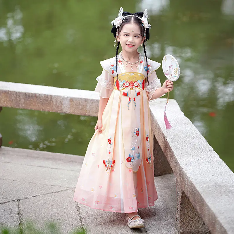 TQ-D0022 [PippiKids]Cô Gái Hanfu Cổ Tích Phong Cách Mỏng, Phong Cách Cổ Trang, Dài Ngực, Thích Hợp Cho Bé Gái, Trẻ Em Trung Niên, Phong Cách Trung Quốc, Có Sẵn Cho Mùa Xuân, Mùa Hè Và Mùa Thu 3