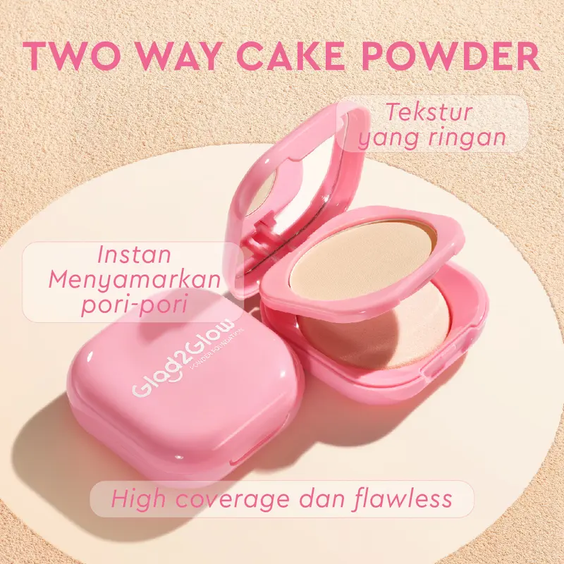 Glad2Glow Cushion&Skincare 3 in 1 cushion+powder foudation+micellar water perfect cover makeup set dengan kandungan skincare mencegah kekusaman dan kulit kering sepanjang hari G2G Longlast Berry Wajah Foundation Concealer 1