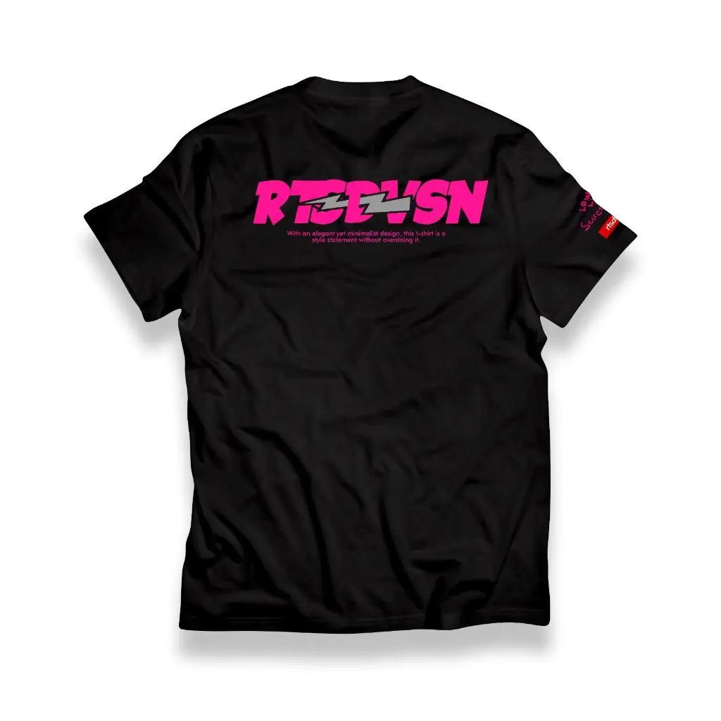 T-SHIRT RTSDVSN 200 | LENGAN PENDEK MOTIF BOLD PINK - Hitam