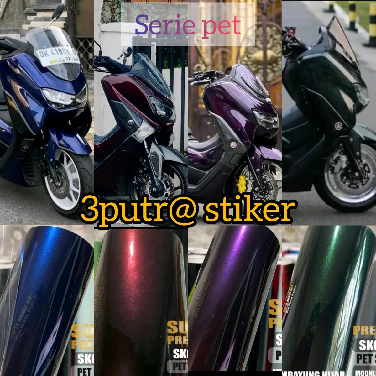 skotlet stiker motor mobil moonlight  blue, moonlight red, moonlight purple, moolight green adventure green fanchi series pet