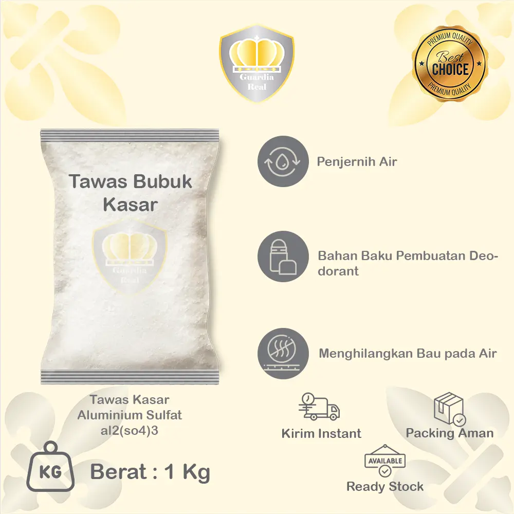 Tawas Bubuk Kasar 0,5 Kg & 1 Kg/ Aluminium Sulfat 0,5 Kg & 1 Kg/ Pembersih Air Penjernih Air/ Penghilang Bau Badan/ Tawas Kiloan Murah
