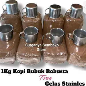 Kopi Bubuk Robusta 1Kg Gratis Gelas Stainless Kwalitas Terjamin Cocok Buat Penikmat Kopi Sudah Dapat Gelas Sebagus Ini