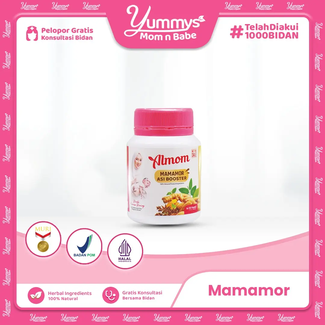 Almom Mamamor ASI Booster | Kapsul Pelancar ASI dan cegah KOLIK si kecil | Nutrisi untuk Ibu & Bayi | Isi 30 Kapsul