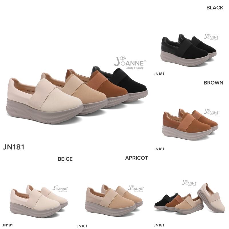 JOANNE Closed Toe Wedges Shoes Sepatu Wanita #JN181 Black Casual 9