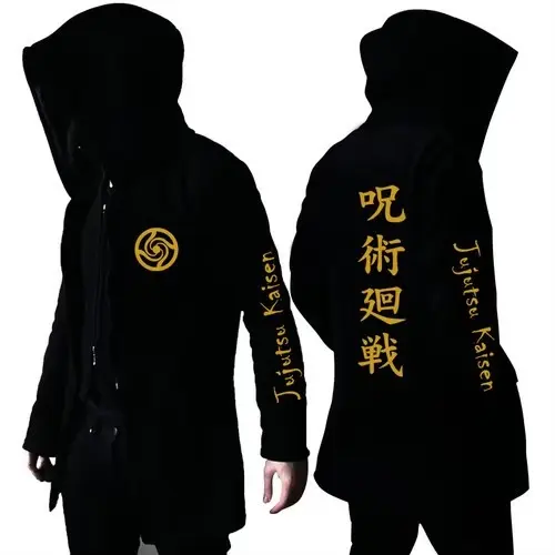 Jaket Jubah Anime Assasin Polos Zipper Unisex M -XL Pria Hitam Sweater Keren Distro Tebal Parasut Bomber Fleece 3