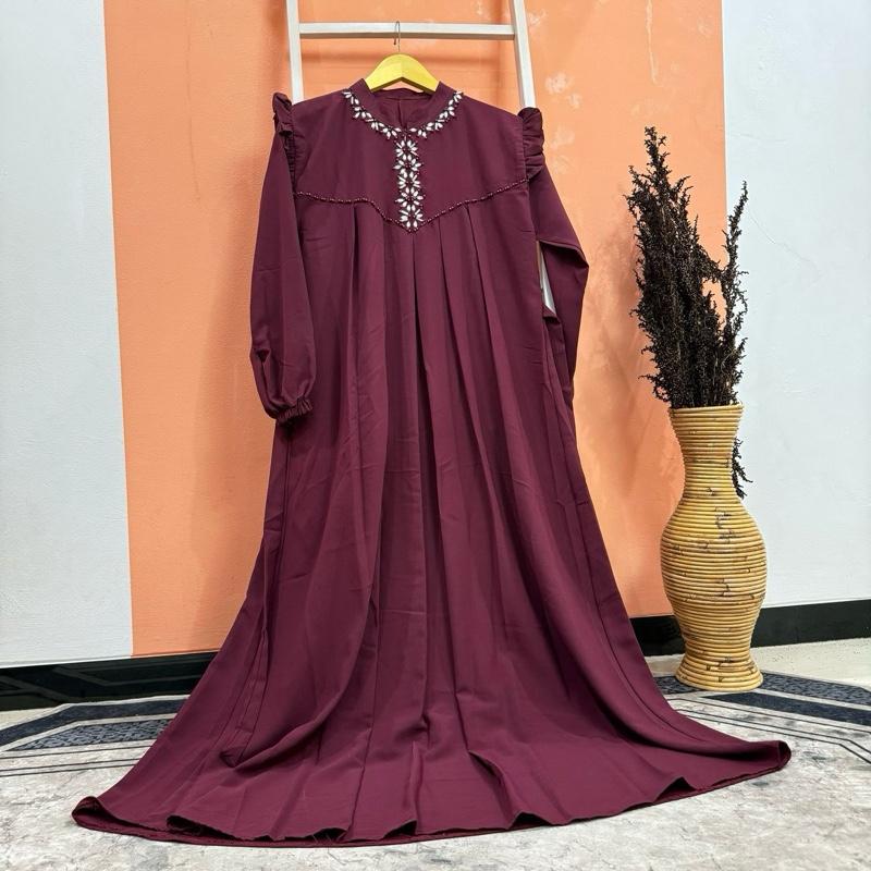 BUNGA Dress Sabrina Anti UV Aplikasi Payet Premium Dress Simpel Elegan Mewah Gamis Kondangan Dewasa 4