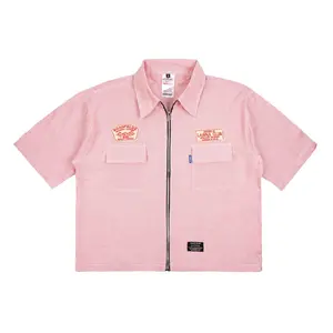 Lawna - Workshirt Boxy Double Zipper Strip Roadfiels - Red