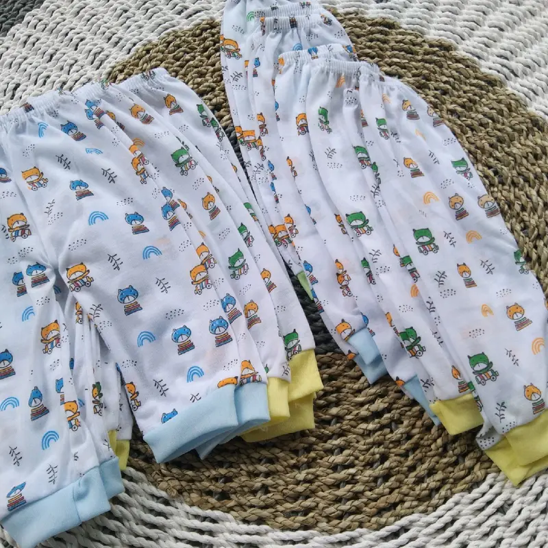 Celana Panjang Bayi Laki-laki Perempuan 0-12 Bulan Putih Full Print Halus Dan Lembut Hewan Anak-Anak Lutut 5