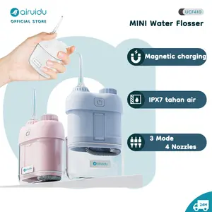 (BISA COD)Airuidu water flosser saku CF410 Model mini perjalanan IPX7 tahan air tangki air 80ml Mesin irigasi mulut otomatis