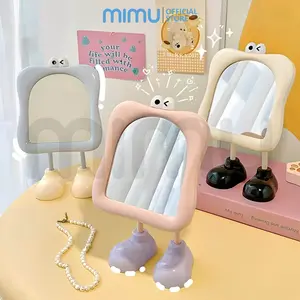 MIMU Cermin Meja Cute Aesthetic Karakter Lucu Berkaki Bisa Diatur  Cermin Make Up Mimu Cute Mirror