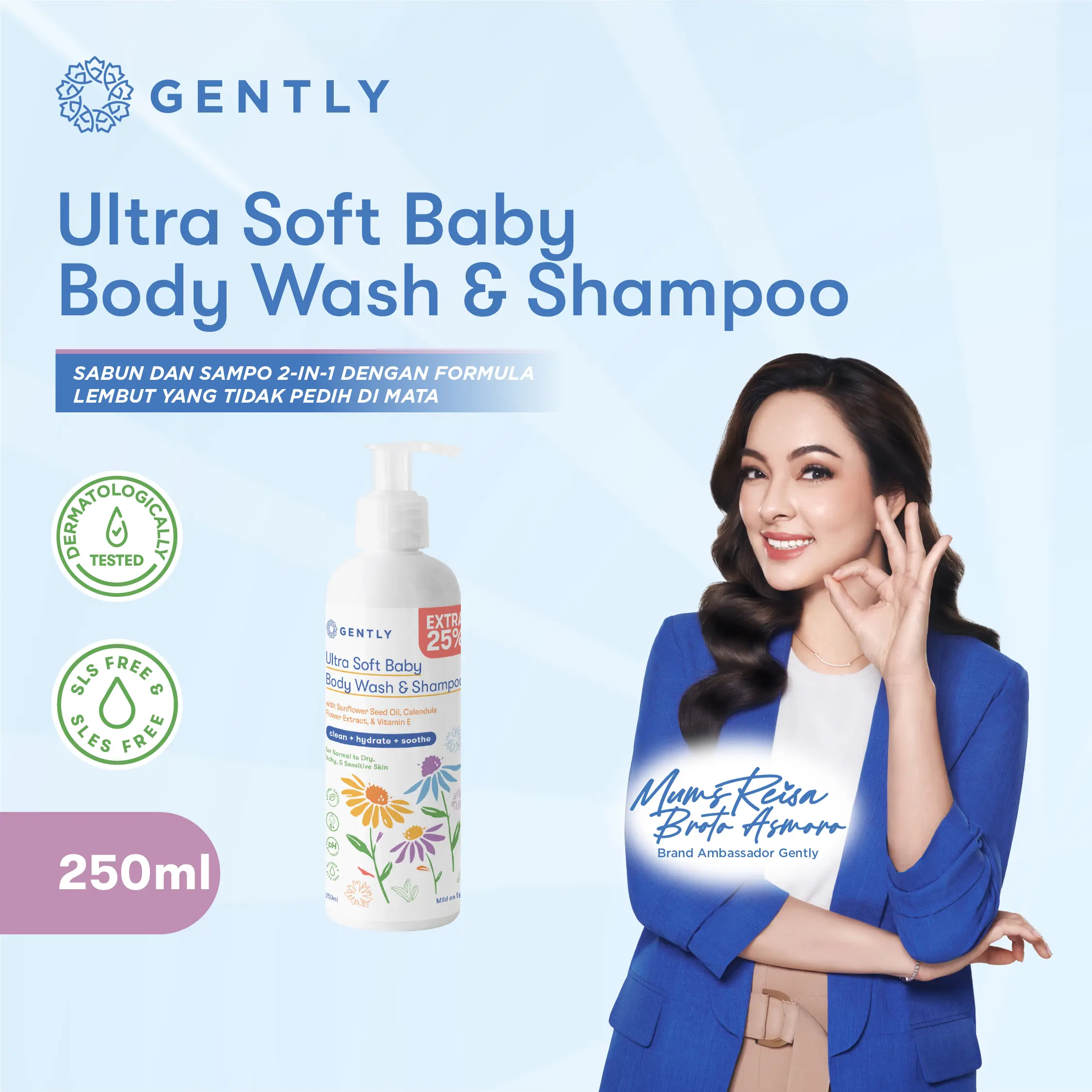 GENTLY Ultra Soft Body Wash & Shampoo | Sabun Pembersih Badan dan Rambut Bayi & Anak